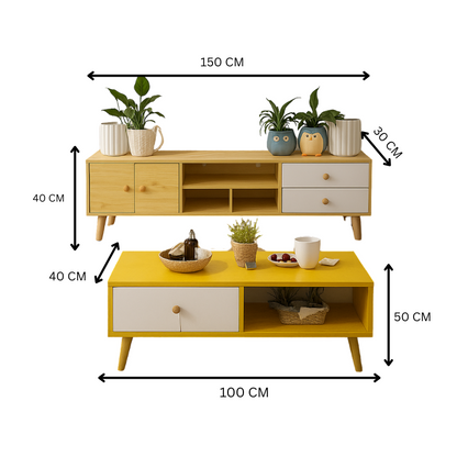 NNECN Modern Living Room TV Stand Table Set