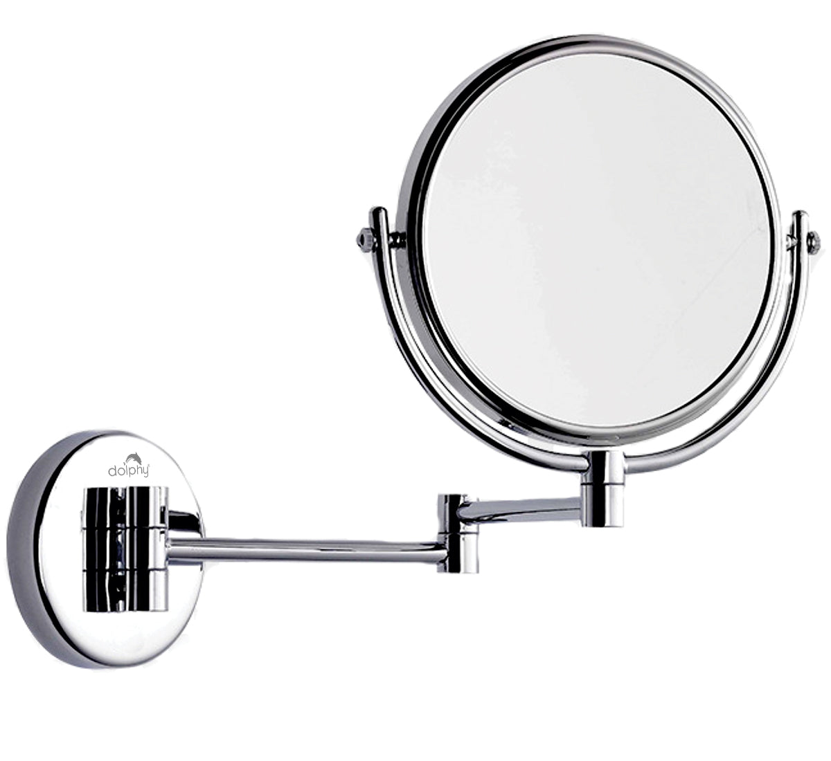Dolphy 3X & 1X Wall Mount Magnifying Mirror, Solid Brass, Chrome, 8" Diameter, DMMR0037