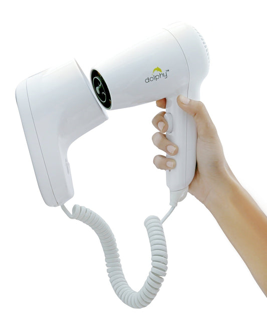 Dolphy Wall-Mounted Hair Dryer 1200W, ABS Plastic, White, Quiet, Energy-Efficient, Fast Drying