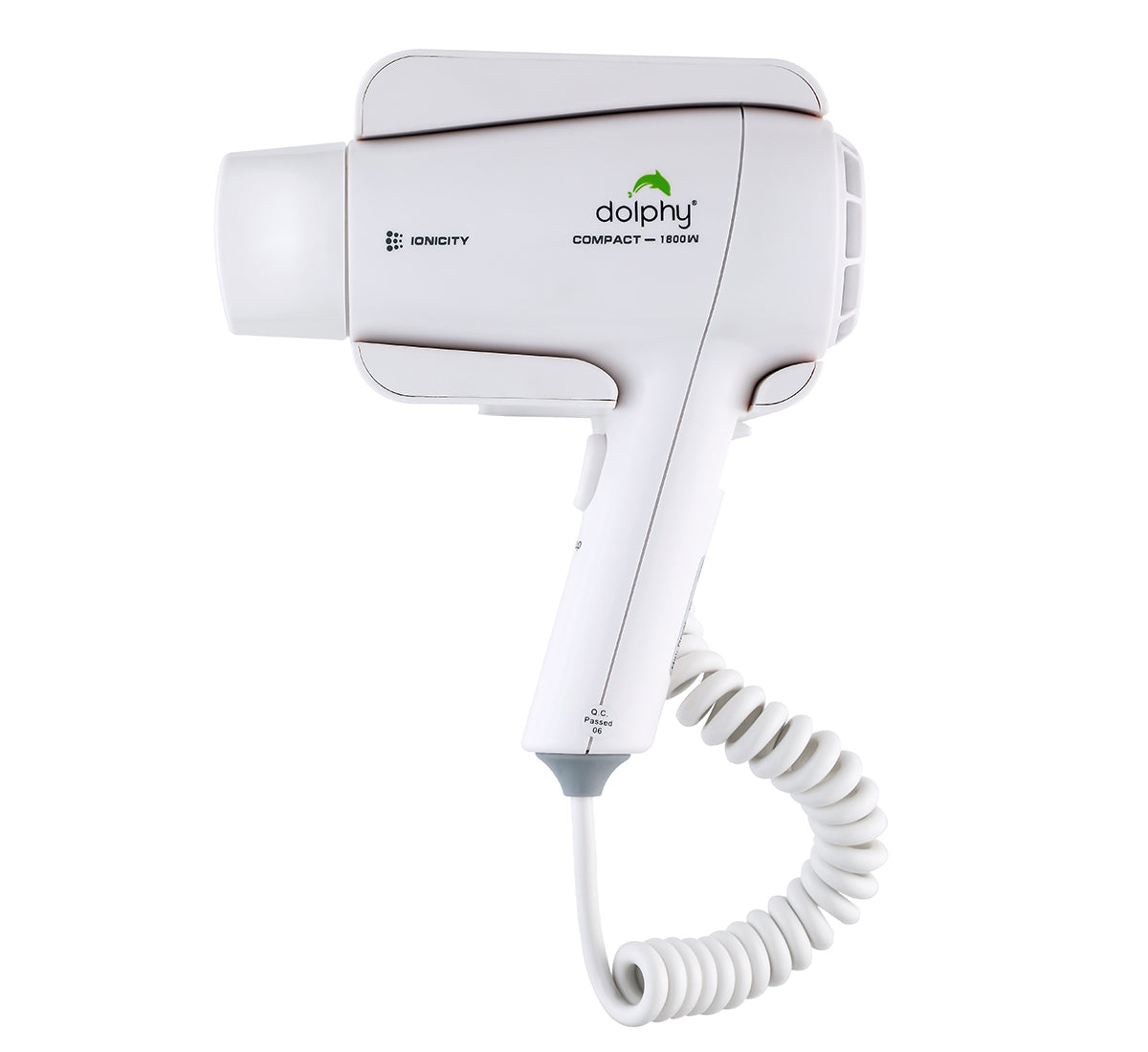 Dolphy Plaza Wall Mount Hair Dryer 1800W White, Auto-Start, Quiet, Space-Saving Design