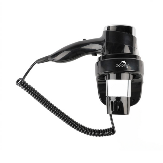 Dolphy Wall-Mounted Hair Dryer 1875W Black - DPHD0023, Dual Speed, AC Motor, AS/NZS Compliant