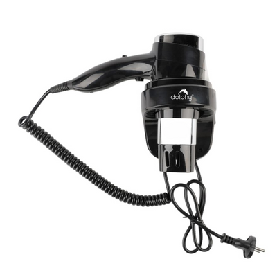 Dolphy Wall-Mounted Hair Dryer 1875W Black - DPHD0023, Dual Speed, AC Motor, AS/NZS Compliant