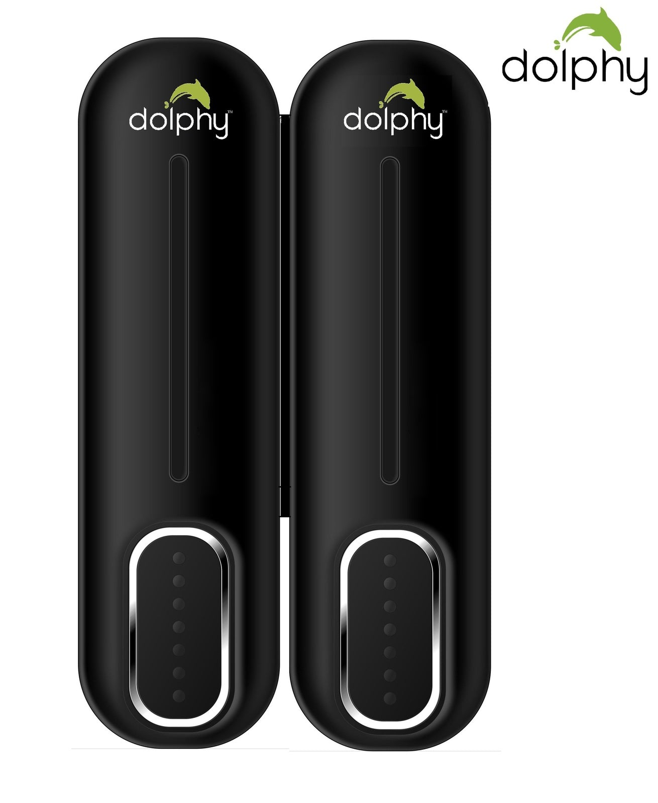 Dolphy Manual Soap Dispenser 300ml Pack of 2 - Black, ABS Plastic, Wall Mount, Easy Refill