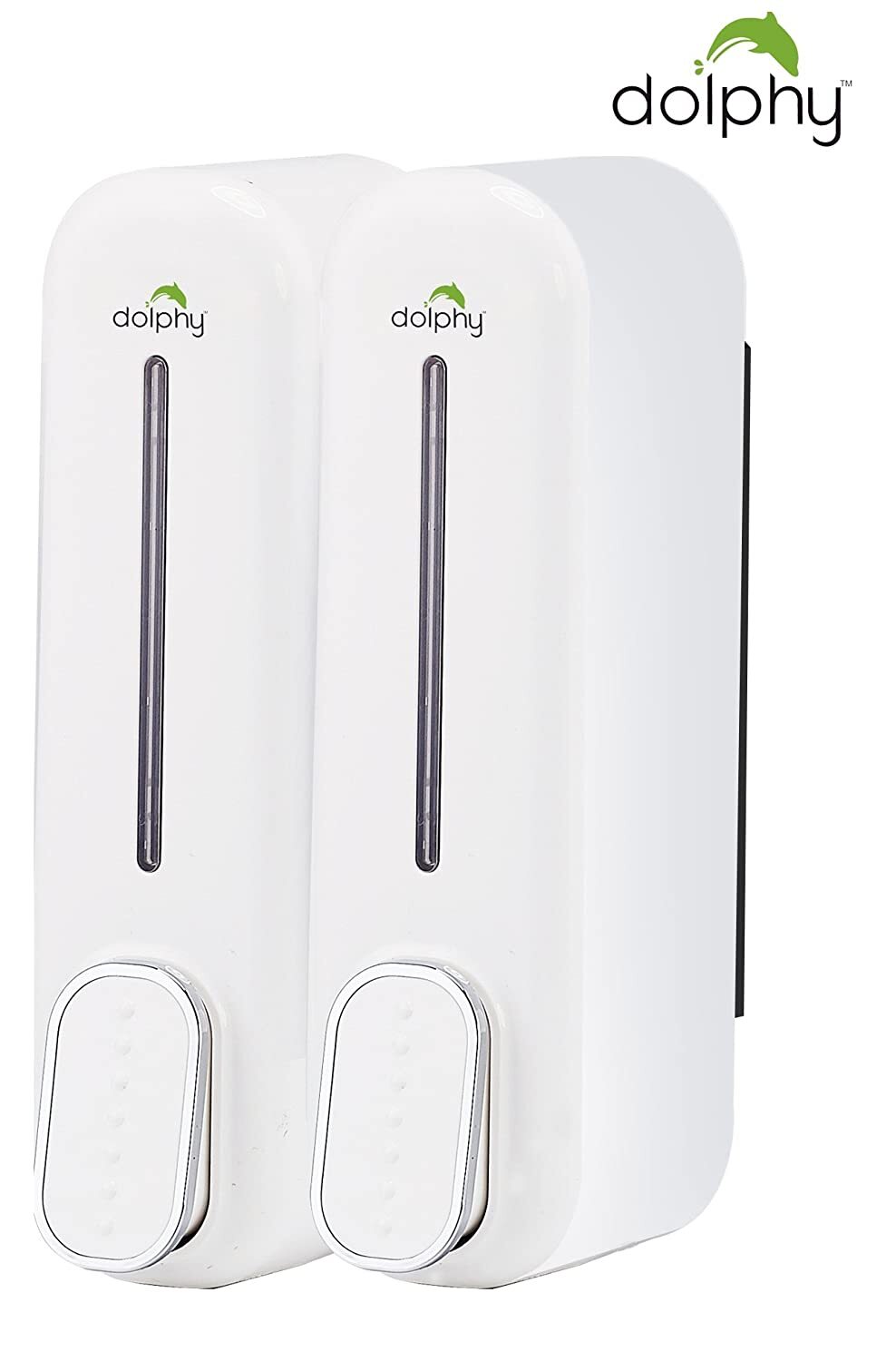 Dolphy Manual Soap Dispenser 300ml Pack of 2, ABS Plastic, Wall Mount, White, DSDR0043
