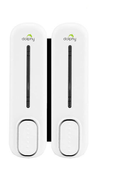Dolphy Manual Soap Dispenser 300ml Pack of 2, ABS Plastic, Wall Mount, White, DSDR0043