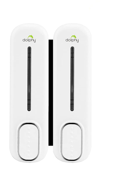 Dolphy Manual Soap Dispenser 300ml Pack of 2, ABS Plastic, Wall Mount, White, DSDR0043