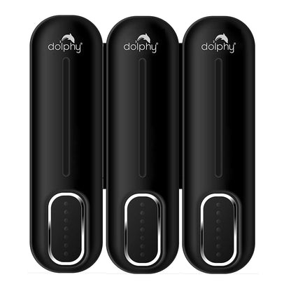 Dolphy Manual Soap Dispenser 300ml Pack of 3 - Black, ABS Plastic, Wall Mount, Easy Refill