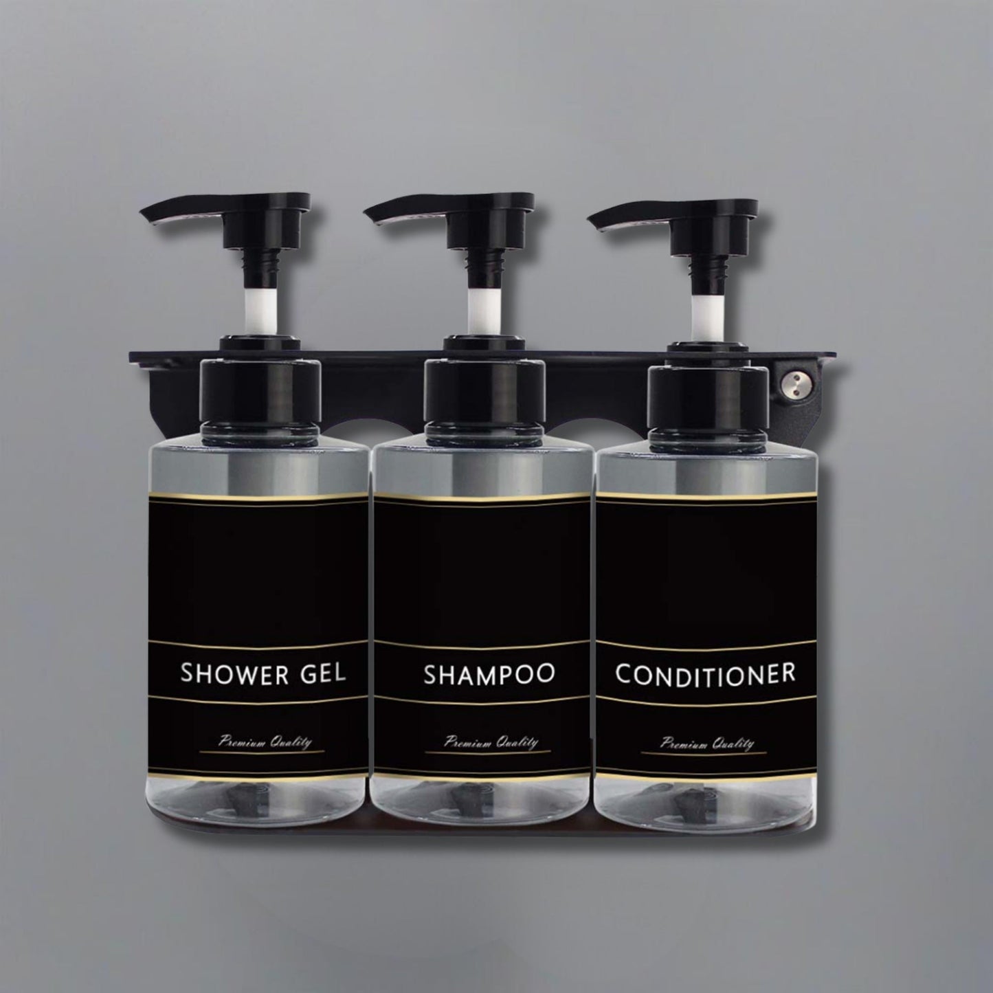 Dolphy Manual Liquid Soap Dispenser DSDR0150 - 300ml x 3, ABS & Stainless Steel, Wall-Mounted, Transparent