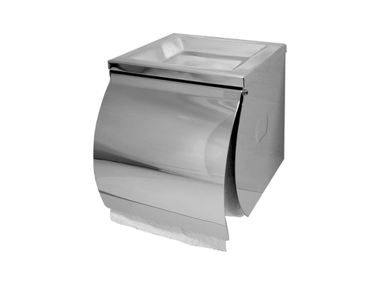 SS Single Toilet Roll Holder with Shelf – view 2