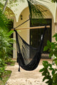 Mayan Legacy Extra Large Outdoor Cotton Mexican Hammock Chair in Black Colour – view 2 - Auzzistore