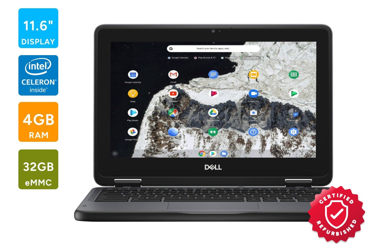 Dell 3100 2-in-1 Touchscreen Chromebook (4GB, 32GB, Black, 4YPYWA00) - Refurbished
