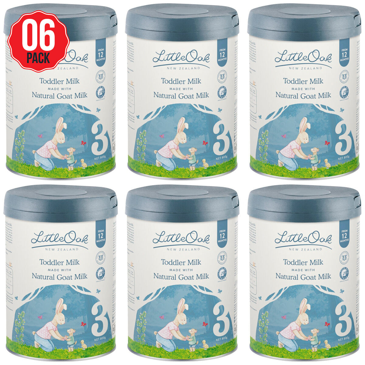 LittleOak Natural Goat Milk Toddler Milk Stage 3, 6 x 800g