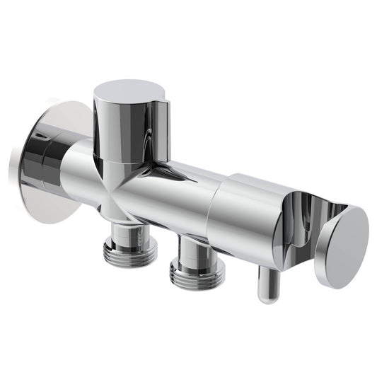 Evekare Chrome Dual Hand Spray Holder & Shut Off Valve - 138mm x 76mm x 43mm - Aged Care Solution