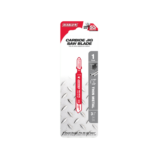 Diablo 83mm Tungsten Carbide Jig Saw Blade - Thin Metal Cutting - 24 TPI - Auzzistore