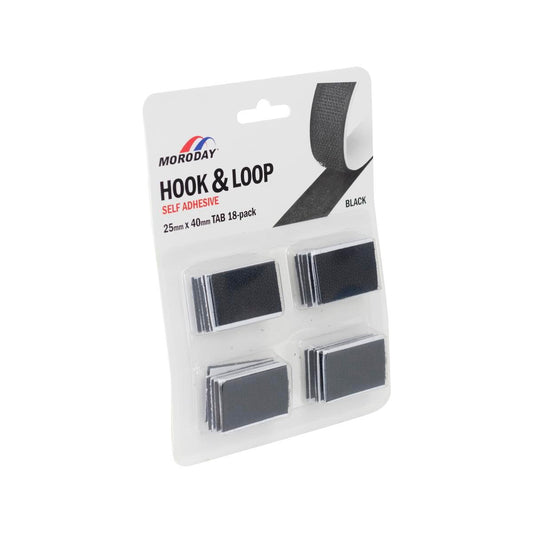 Moroday Black Self Adhesive Hook and Loop Tab - 25x40mm - 18 Pack - Durable