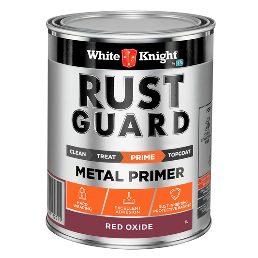 White Knight Rust Guard Metal Primer Paint 1L - Red Oxide - Anti-Corrosive - Auzzistore