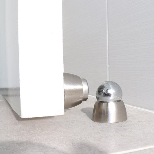 Adoored 55mm Chrome Satin Sphere Door Stop - Easy Install - Shock Absorption – view 2 - Auzzistore