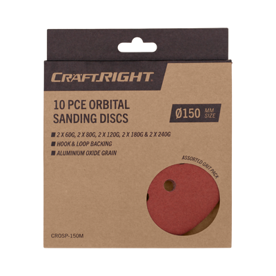Craftright 150mm Orbital Sanding Discs 10 Pack - Aluminium Oxide - Grit 60-240