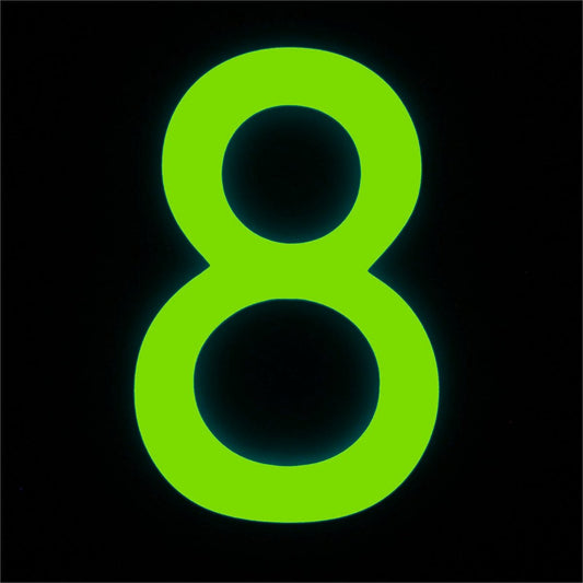 Sandleford 90mm Glow In Dark Acrylic House Number 8 - Durable - Weather Resistant - Easy To Install – view 2