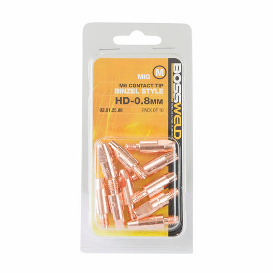 Bossweld 0.8mm Binzel Style M6 Heavy Duty Contact Tip 10 Pack – view 2 - Auzzistore