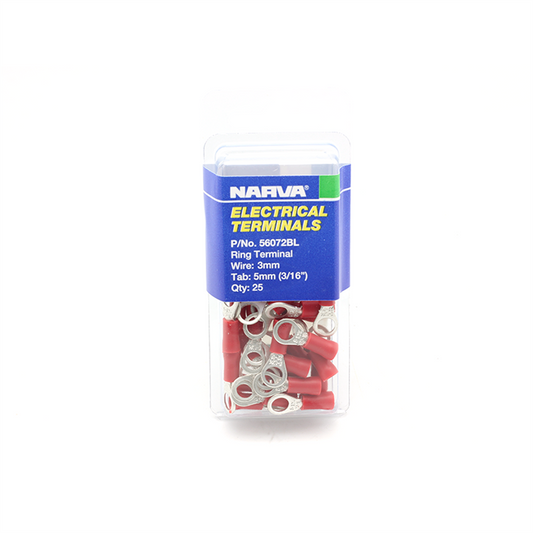 Narva Red Flared Vinyl Insulated Ring Terminal 5mm 25 Pack - Auzzistore
