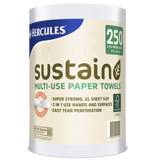 Hercules Paper Towel 250 Sheets - 2-Ply Heavy-Duty Cleaning - 250 Sheets - Auzzistore