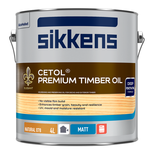 Sikkens Cetol Premium Timber Oil Natural 4L - 4L - Indoor/Outdoor Use - UV Protection - Auzzistore