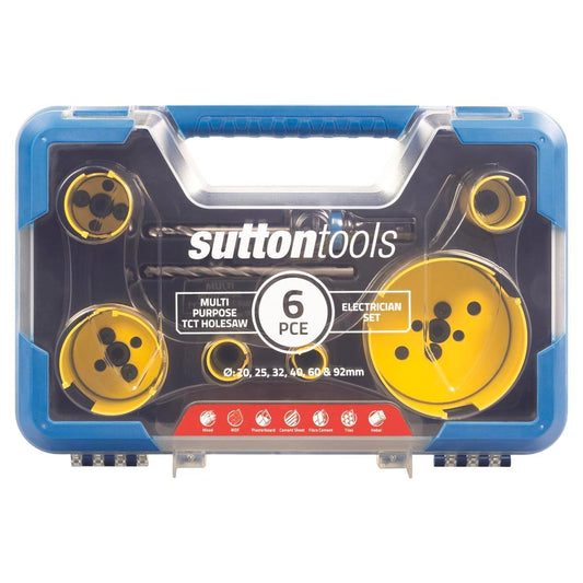 Sutton Tools 6 Piece Multi Purpose Electrician Holesaw Set 92mm Blue - Auzzistore