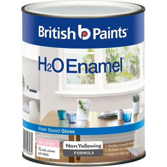 British Paints H2O Enamel Gloss - 1L - Water-Based - Extra Bright - Auzzistore