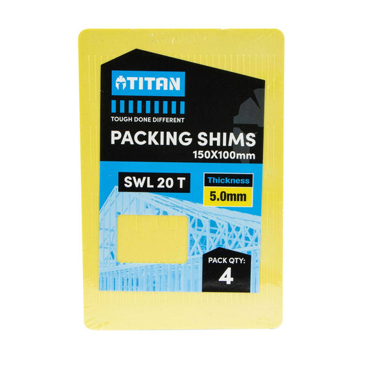 Titan 4 Piece Yellow Shim Packing - 5 x 150 x 100 mm - Heavy-Duty Support - Auzzistore