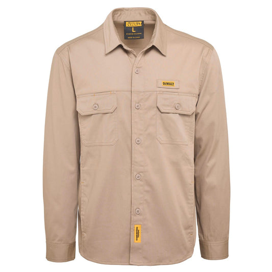 Dewalt Khaki Granite Long Sleeve Button Up Shirt M - Moisture Resistant - Durable