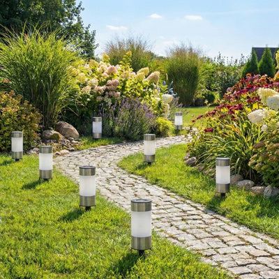 Click Byron Solar LED Pathway Bollard - 210mm - Stainless Steel - Outdoor Use