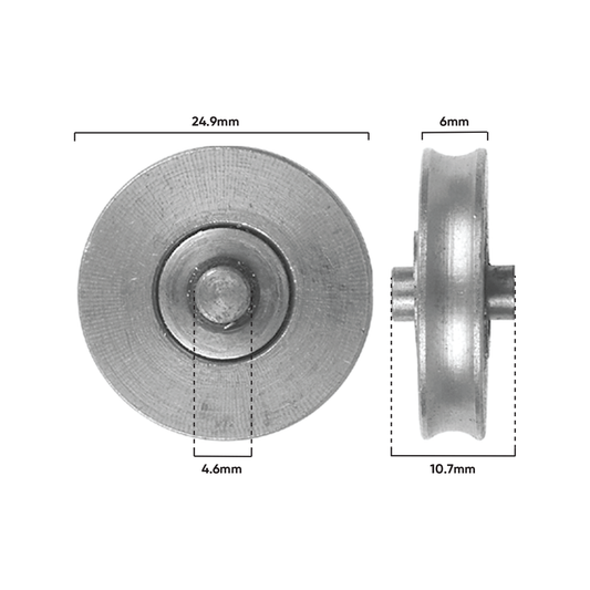 Rolltrak Concave Roller - 25mm - Stainless Steel - 25kg Load Capacity – view 2 - Auzzistore