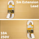 Arlec 5m White Piggyback Lead Extension - PVC - 10 Amp - Versatile Use