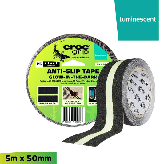 Croc Grip Anti-Slip Tape - 5m x 50mm - Glow in the Dark - P5 Rated – view 2 - Auzzistore