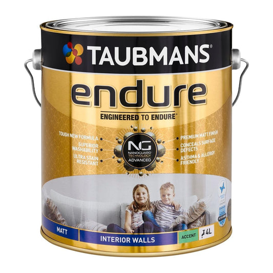 Taubmans 4L Accent Matt Endure Interior Walls Paint - 4L - Stain Resistant, Low Odour - Auzzistore