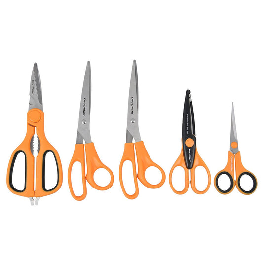 Craftright 5 Piece Scissors Set - 214mm, 215mm, 155mm, 138mm - Sharp Cutting