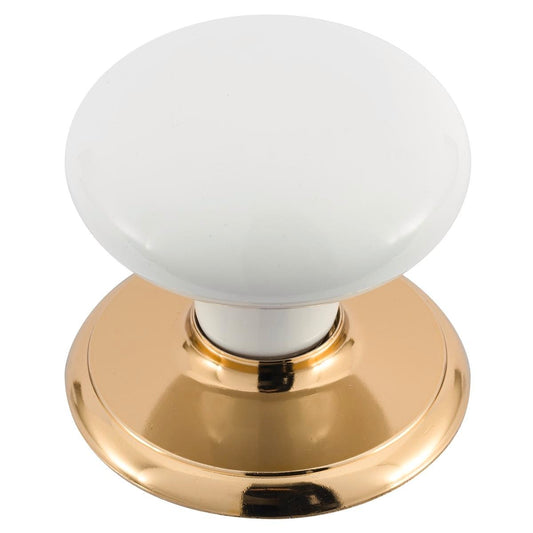 Gainsborough Bright Goldtone White Passage Knobset 35mm Durable Design - Auzzistore