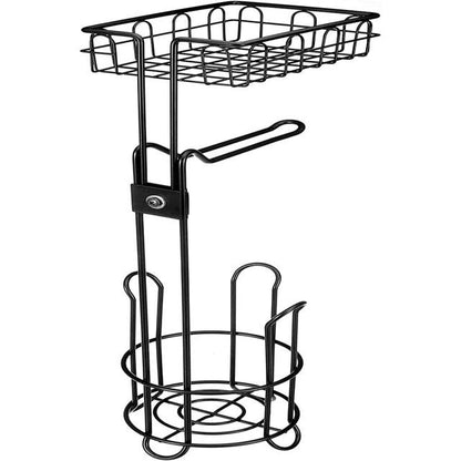 Toilet Paper Holder Stand and Storage Dispenser with Shelf for Bathroom