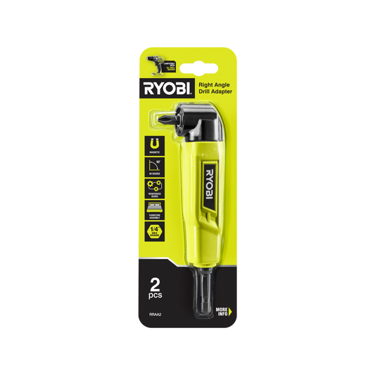 Ryobi 2 Piece Right Angle Drill Adaptor - 90° Angle Design - 25mm Bit