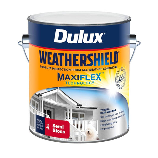 Dulux Weathershield Exterior Paint - 2L - Ultra Deep - Semi Gloss - 2.54kg - Auzzistore