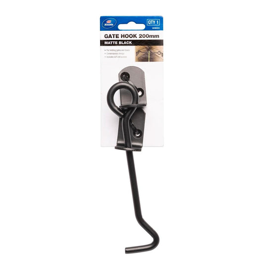 Zenith 200mm Matte Black Gate Hook and Eye - 1 Pack - Steel - Auzzistore