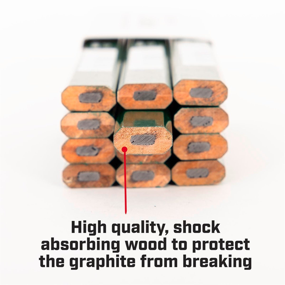 Crescent Lufkin Green Hard Carpenter's Pencil - 7mm Wood - Durable Marking