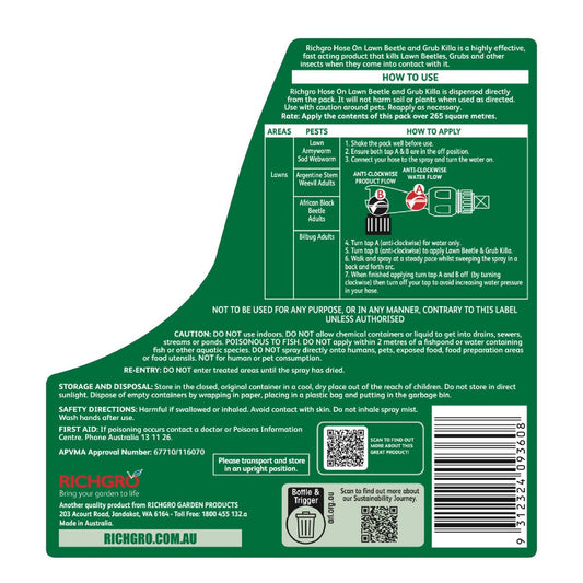 Richgro Hose On Lawn Beetle and Grub Killa - 2L - Liquid - Fast Acting – view 2 - Auzzistore