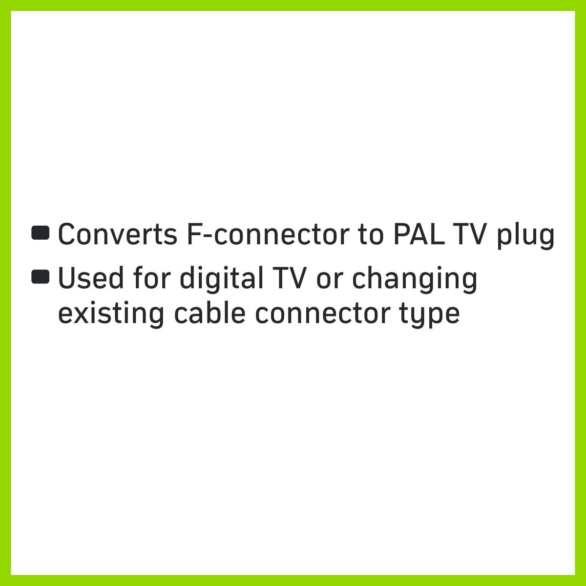 Antsig F Socket to Pal Plug - Coaxial Cable Joiner - 5mm x 27mm x 10mm - Durable