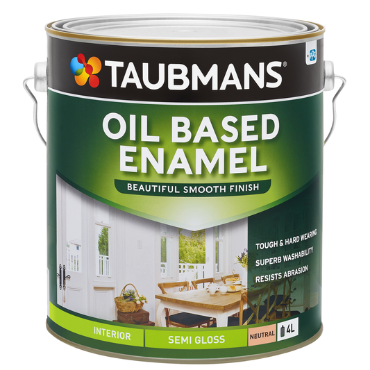 Taubmans 4L Neutral Semi Gloss Oil Based Enamel - Durable Finish - 4L - Auzzistore