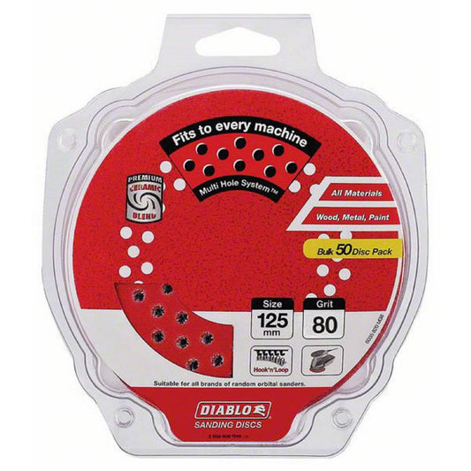 Diablo 125mm 80 Grit Abrasive Random Orbital Sheet 50 Pack - Auzzistore