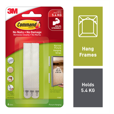 Command Picture Hanging Strips - 4 Pack - White - Composite - Damage-Free