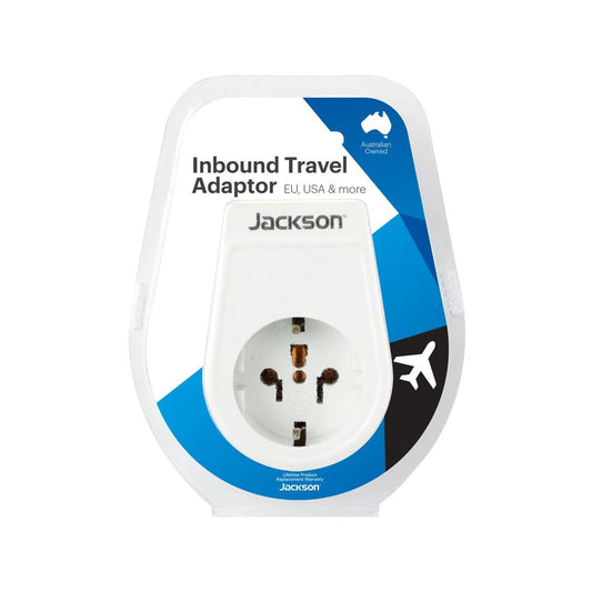 Jackson Travel Adaptor - Inbound for Europe USA - Compact 55mm x 80mm