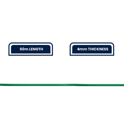 Grunt 4mm x 60m Green Clothesline Wire - Strong Durable PVC Coated